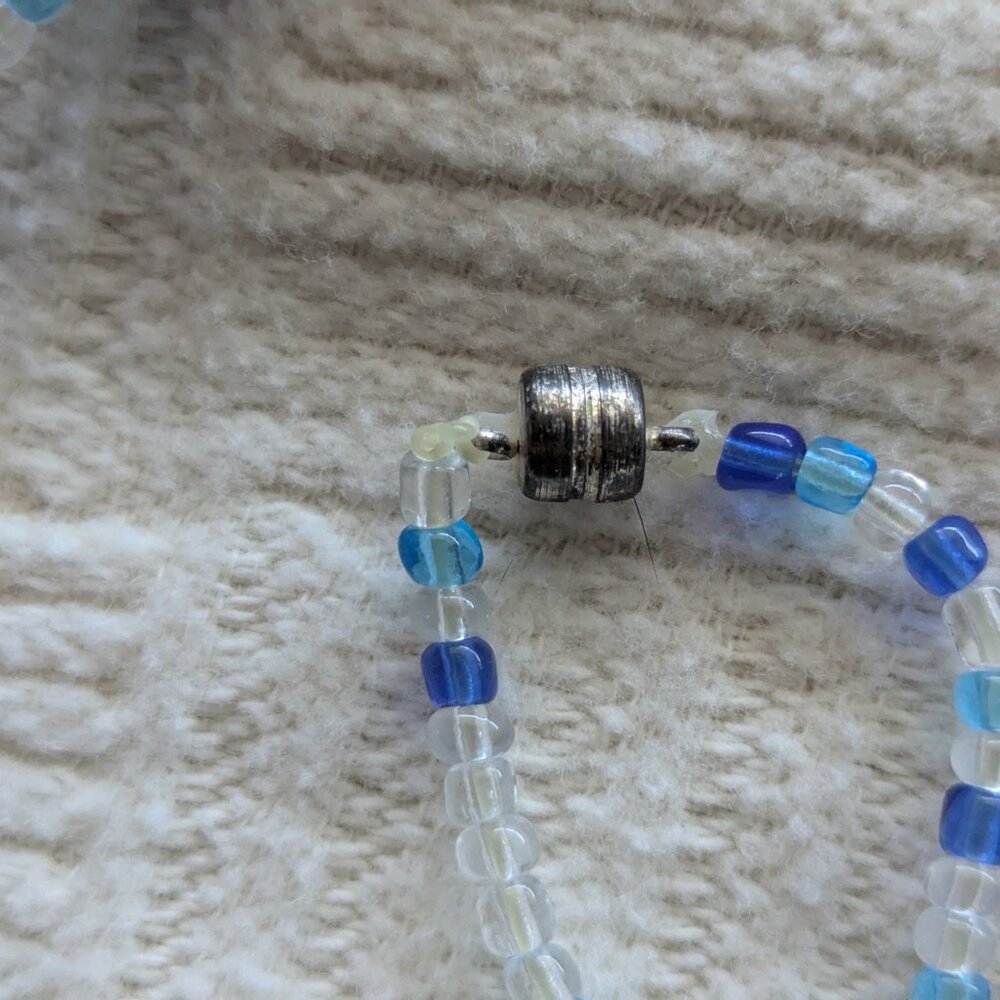 Handmade Glass Bead ID lanyard - Shades of Blue - Picture 2 of 3